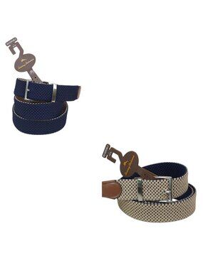 Tommy Bahama Reversible Stretch Golf Belt Khaki/Navy Synthetic Leather Trim L 38